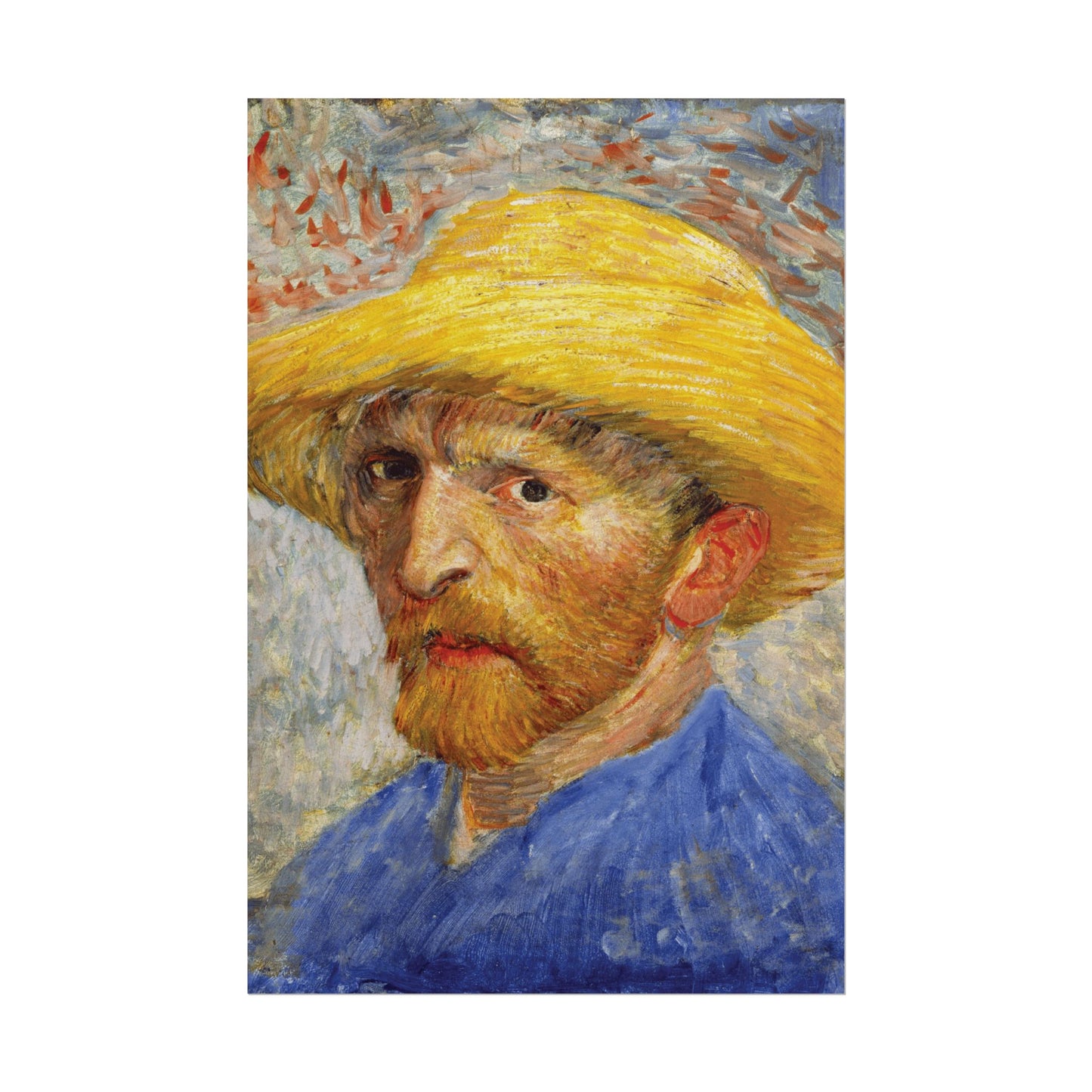 Self-Portrait with Straw Hat Reproduction