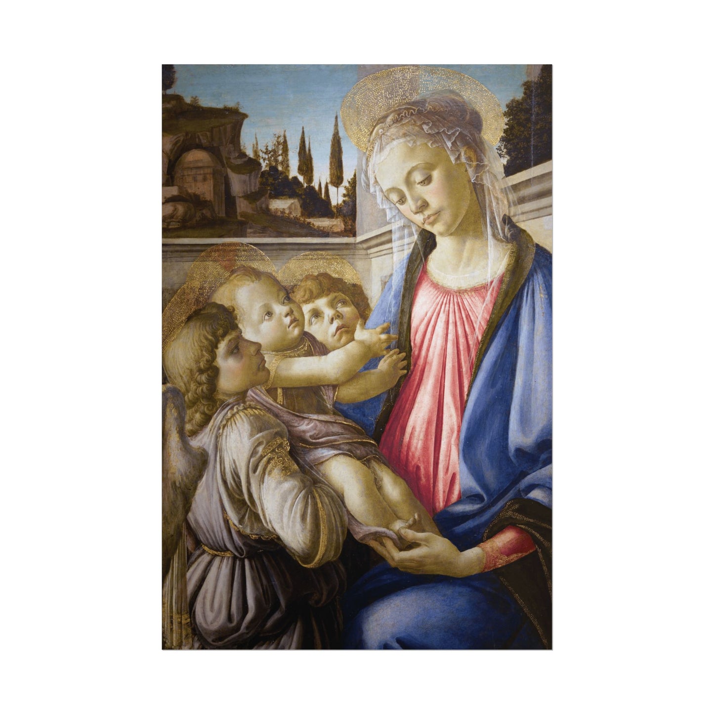 Madonna and Child and Two Angels Reproduction