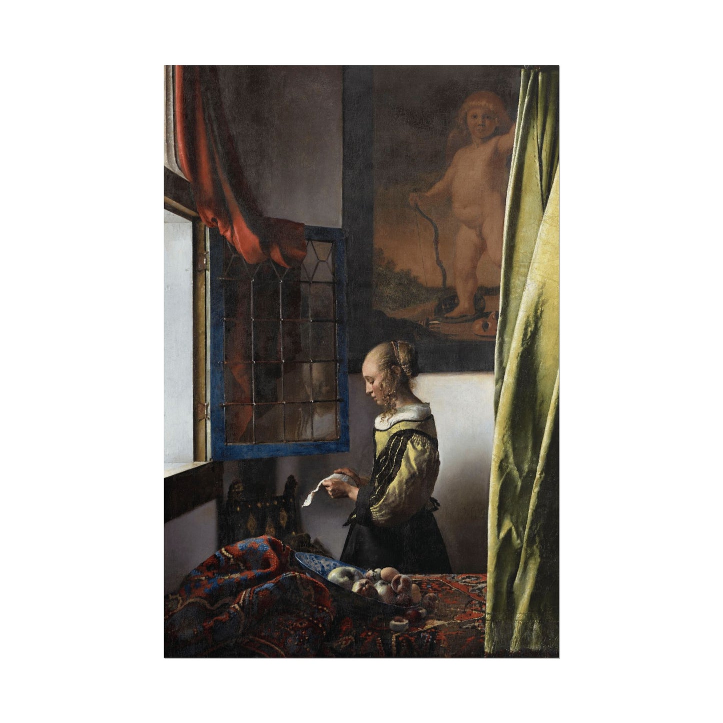 Girl Reading a Letter at an Open Window Reproduction