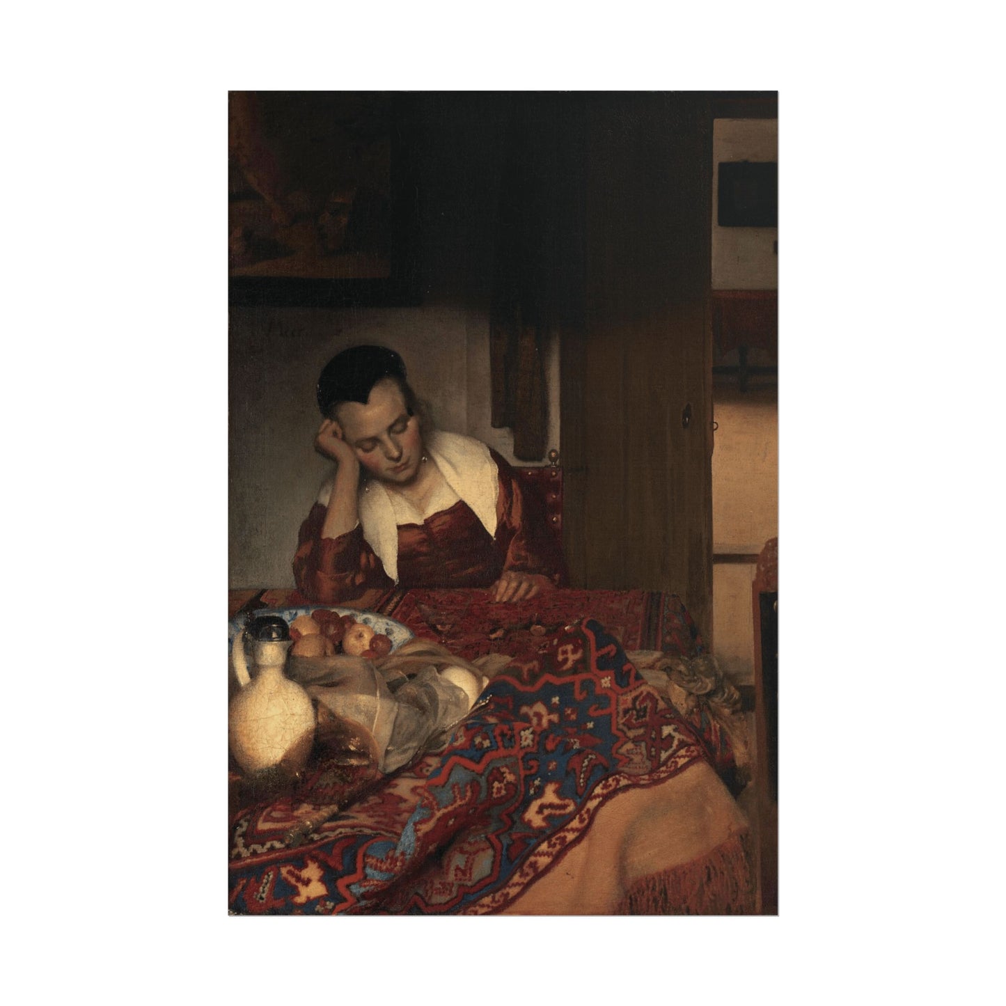 Girl Asleep at a Table Reproduction