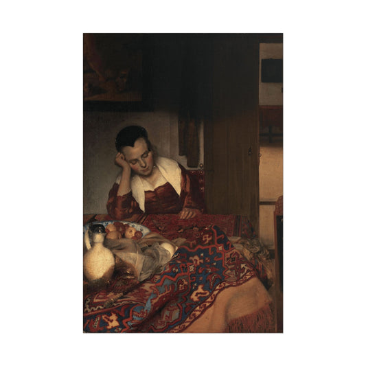 Girl Asleep at a Table Reproduction