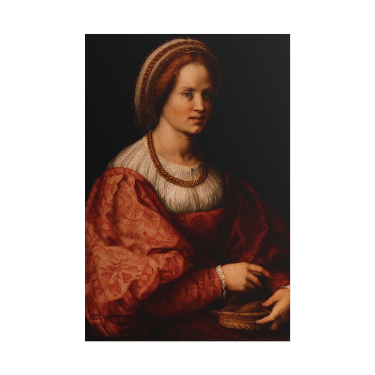 Portrait of a Woman with a Basket of Spindles Reproduction