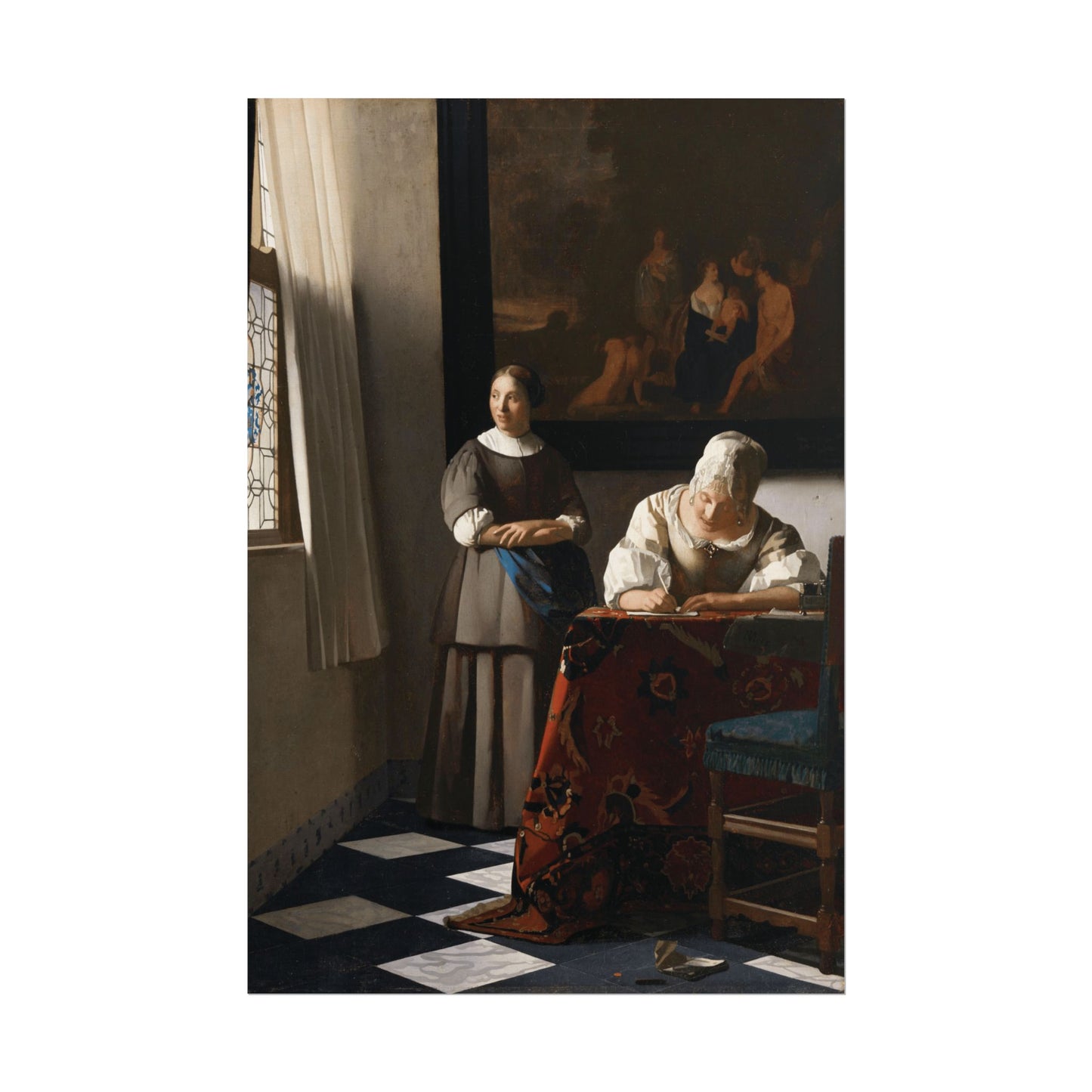 Lady Writing a Letter with Her Maid Reproduction