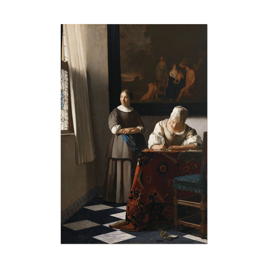 Lady Writing a Letter with Her Maid Reproduction